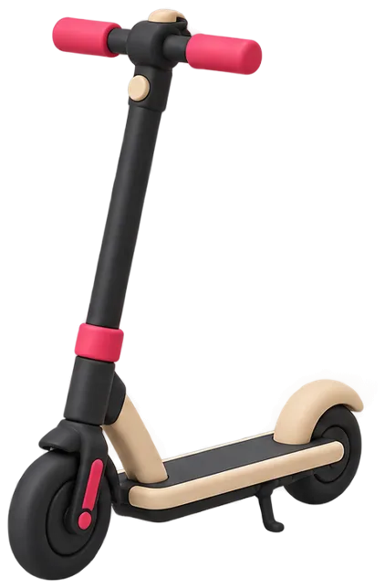 Trottinette électrique vue de profil, guidon et plateau