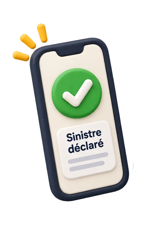 Écran de confirmation : sinistre déclaré