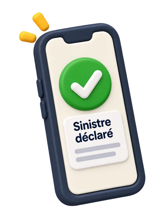 Écran de confirmation : sinistre déclaré